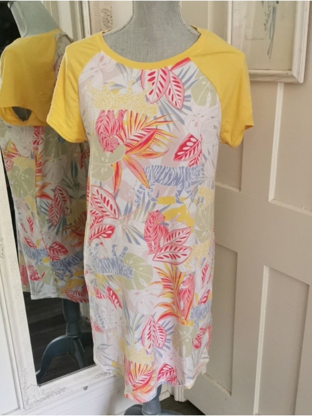 Womens Cuddl Duds Tropical Midi Dress Nighty Swim Coverup Lounger Size Small